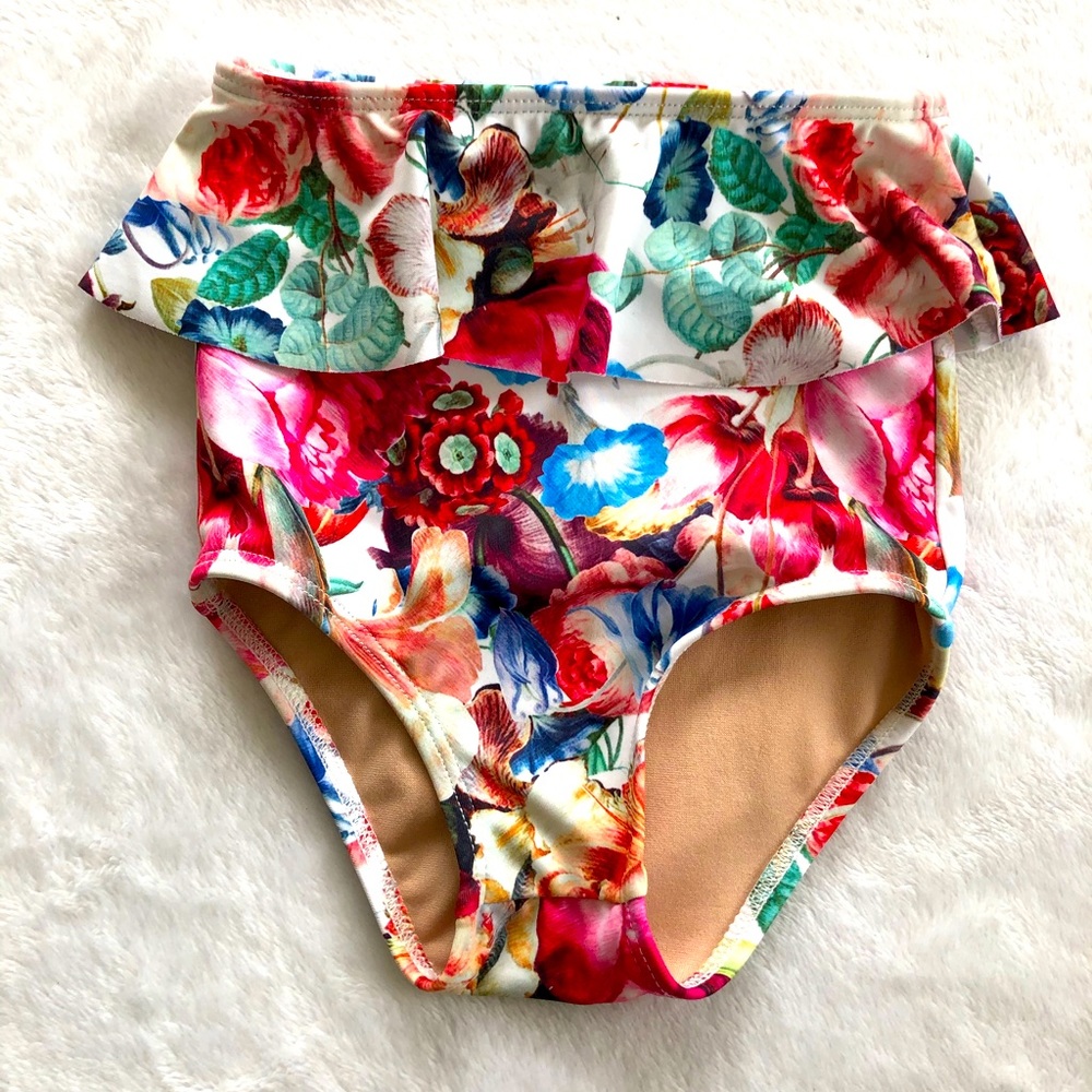 Kortni Jeane floral ruffle swim bottom 12-18